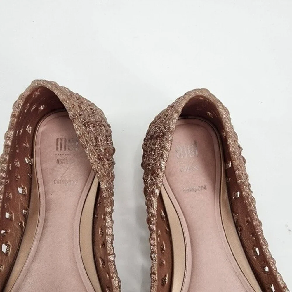 Melissa x Campana Glitter Jelly Rose Gold  Flats Size 1